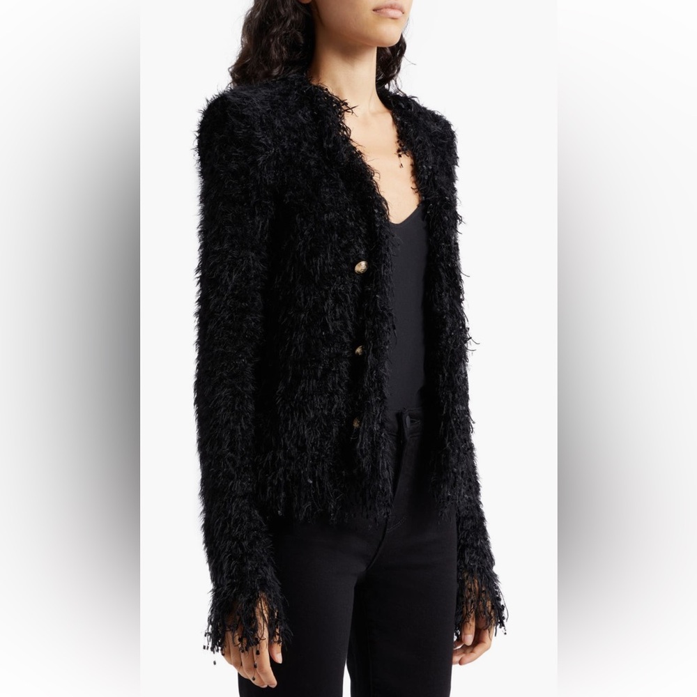 L’AGENCE Azure Textured Cardigan Blazer Black Open Front NWT Size M - Picture 13 of 15